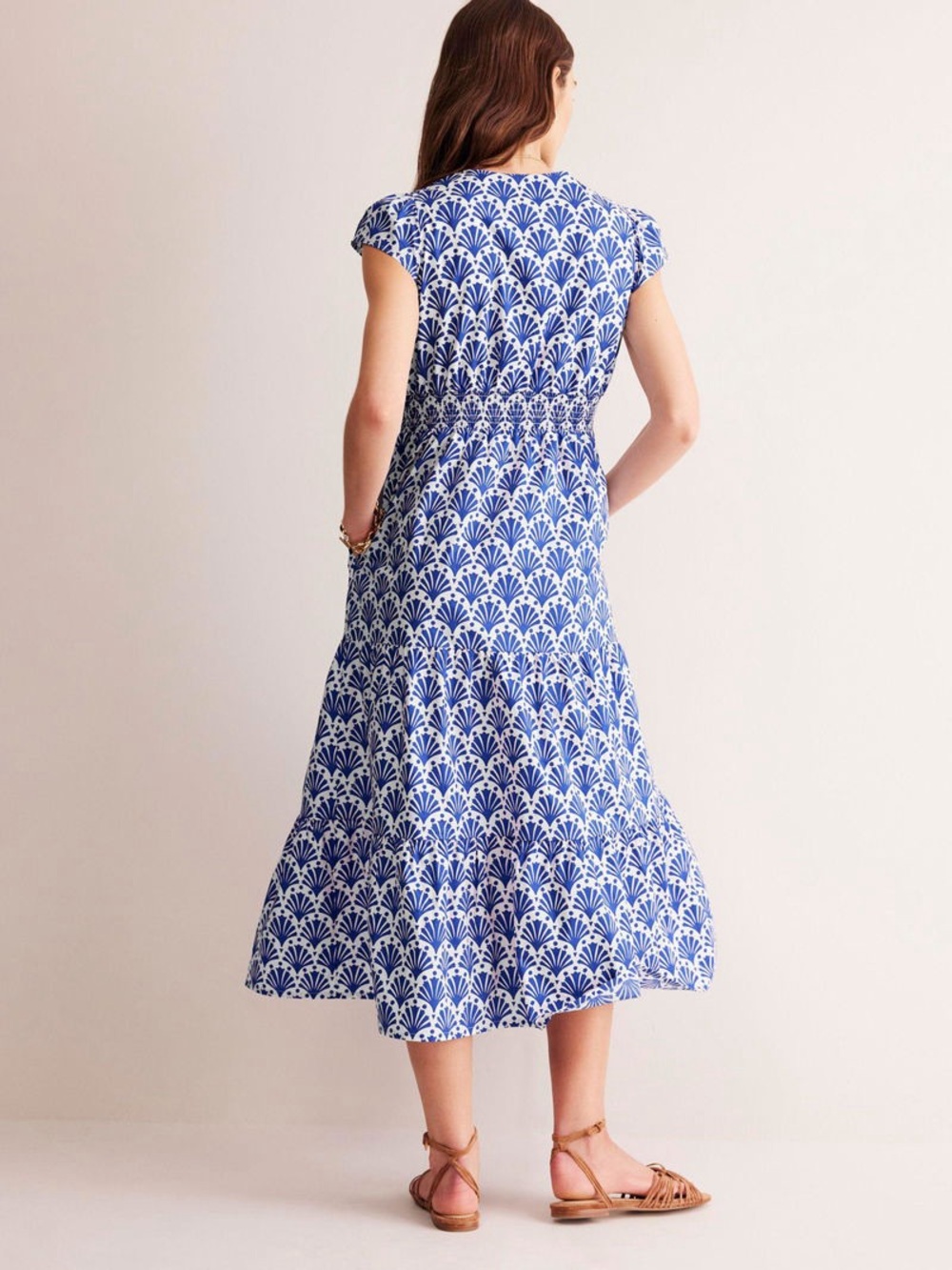 Boden Blue and White Printed Midi Dress - Picture 6 of 15